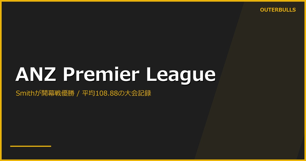 ANZ Premier League開幕｜Raymond Smithが大会記録108.88で初日優勝