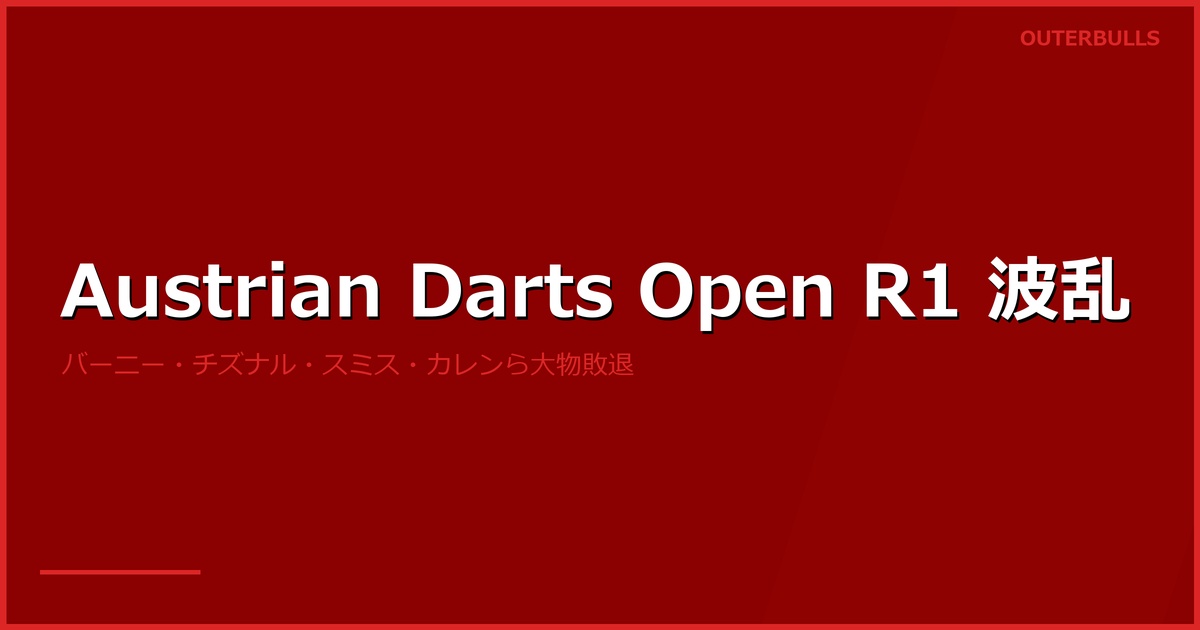 Austrian Darts Open ET6 1回戦｜バーニー、チズナル、スミス、カレンら大物敗退の波乱