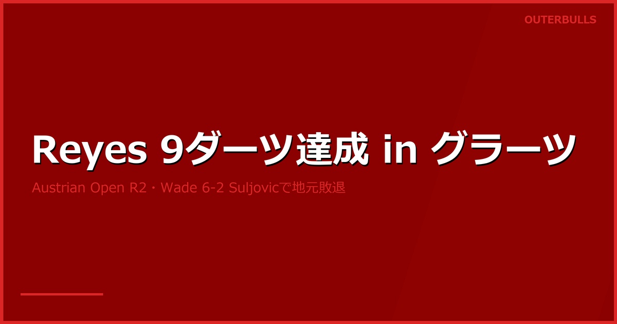 Austrian Darts Open R2｜Cristo Reyes が9ダーツ達成、地元レジェンド Suljovic は Wade に2回戦敗退