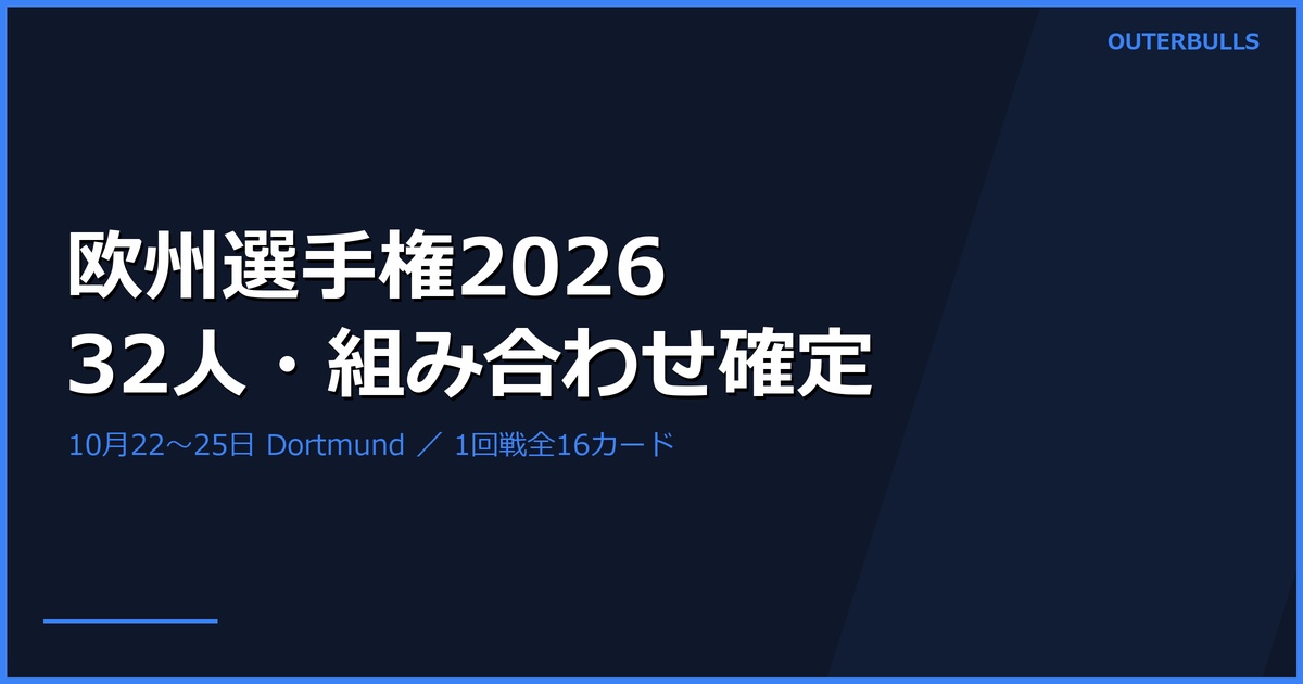 欧州選手権2026の32人・組み合わせ確定｜Van VeenはGildingと初戦