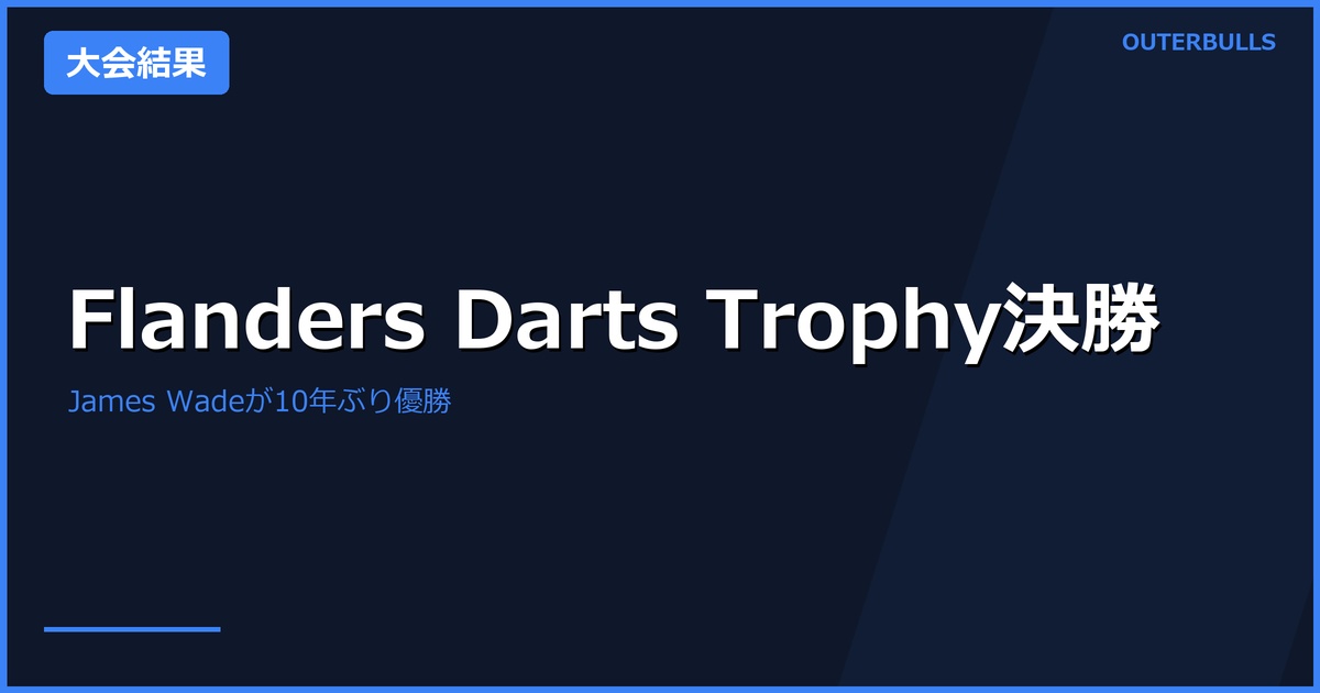 Flanders Darts Trophy決勝｜James Wadeが10年ぶり優勝