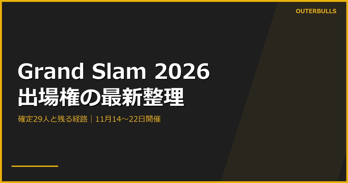 Grand Slam 2026出場権整理｜確定29人と48枠への残る経路