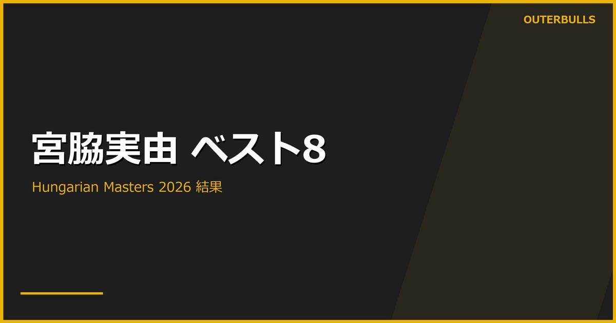 Hungarian Masters結果｜宮脇実由ベスト8、EdgarとO’Sullivan優勝