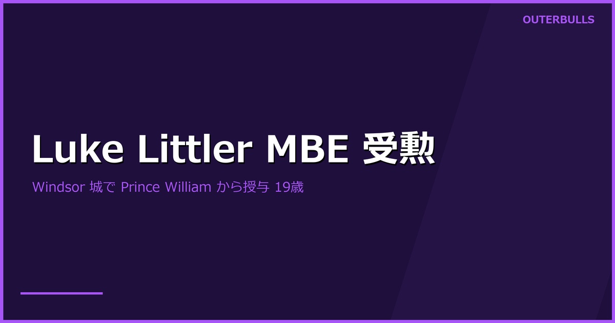 Luke Littler が Windsor 城で MBE 受勲｜Prince William から授与、Humphries も同リスト受勲（5/20）