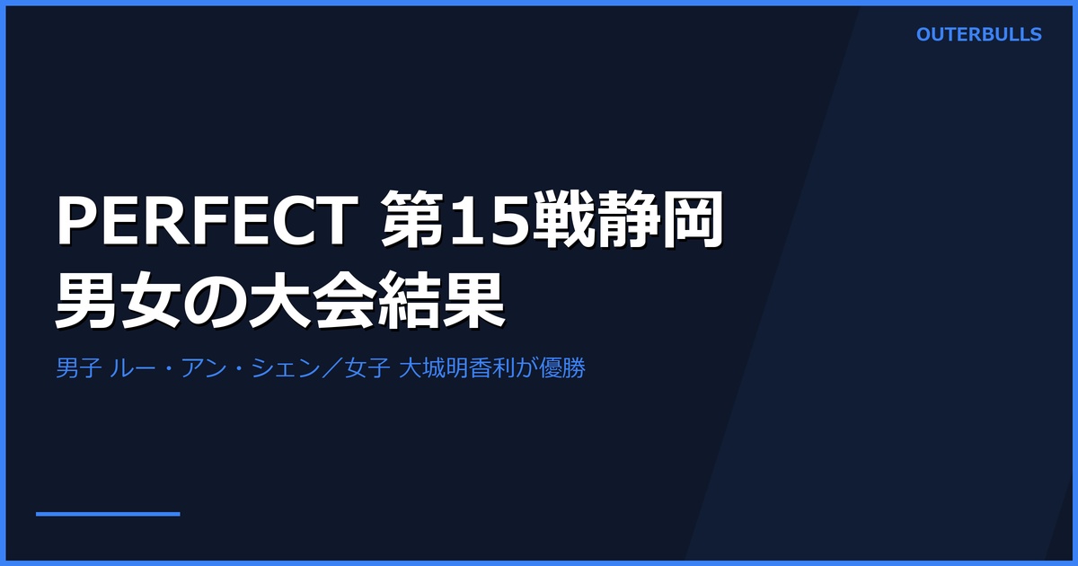 PERFECT静岡結果｜男子ルー・アン・シェン、女子大城明香利が優勝