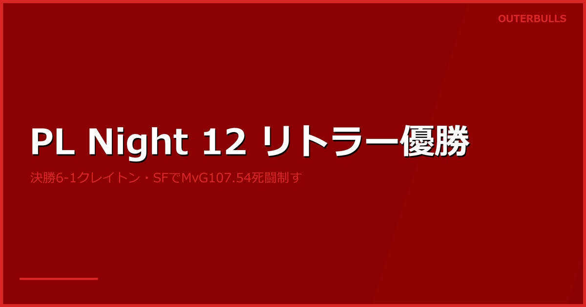 プレミアリーグ Night 12 結果｜リトラーが今季4勝目、クレイトンを決勝6-1で圧倒