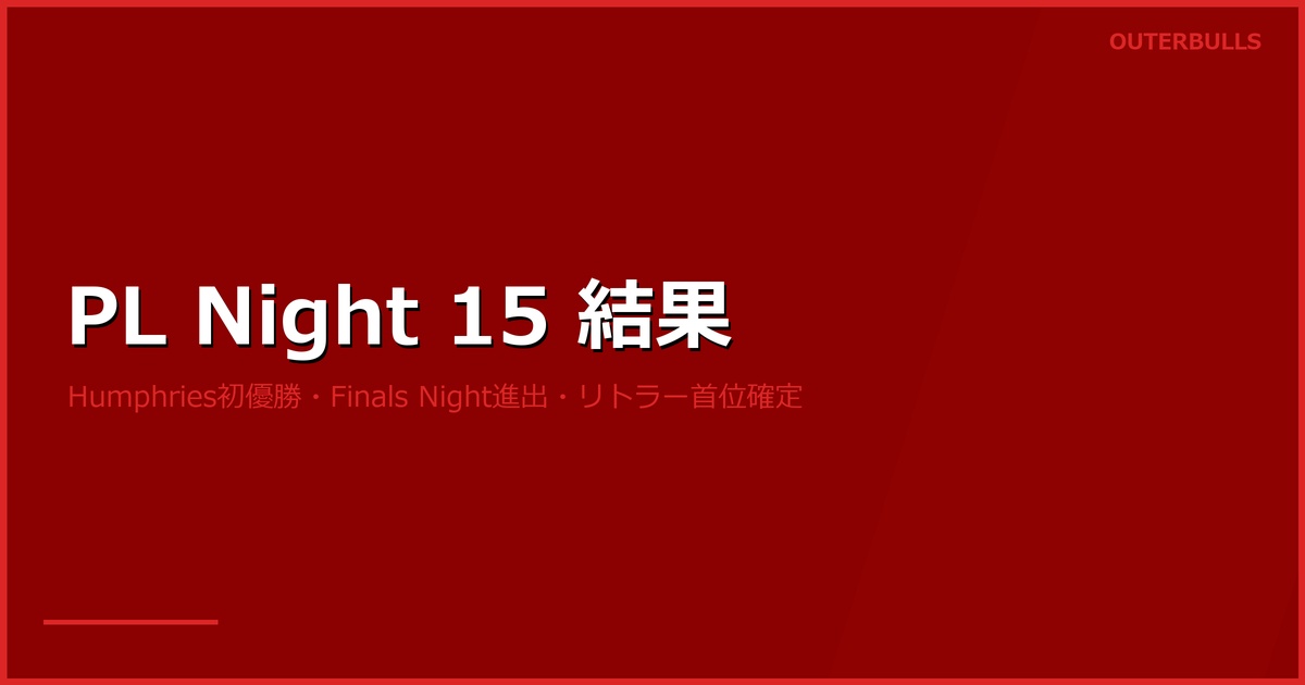 プレミアリーグ Night 15 結果｜Humphries 初優勝で Finals Night 進出確定、リトラーは首位最終決定