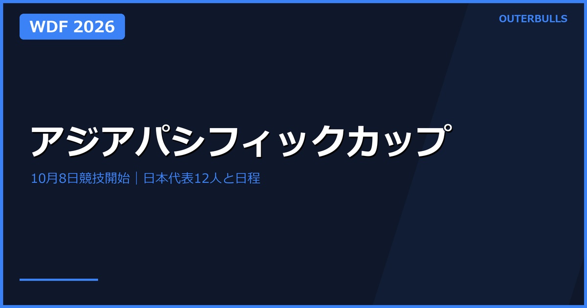 アジアパシフィックカップ10月8日競技開始｜日本代表12人と日程