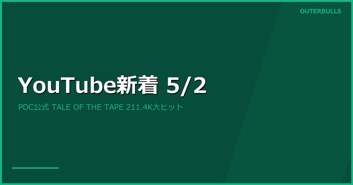 【YouTube新着】PDC公式「THE TALE OF THE TAPE」211.4K再生の大ヒット、Night 13ハイライト関連5本（5/2）