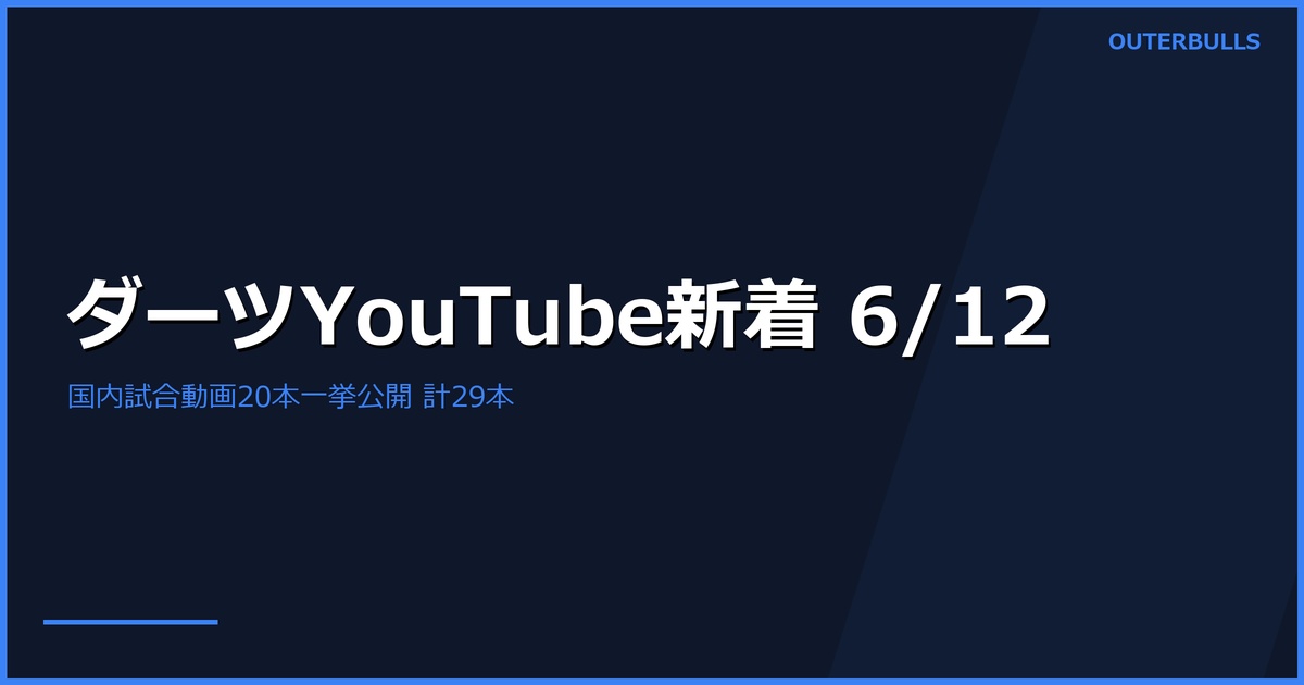 【YouTube新着】Sky Sports「Clayton SHINES」World Cup Day 1 ハイライト、JAPAN STAGE 4 新潟・PERFECT 第7戦 山口の試合動画 計20本一挙公開ほか計29本（6/12）