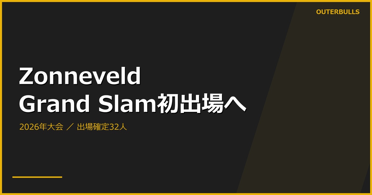 ZonneveldがGrand Slam初出場へ｜確定32人、残る出場枠は